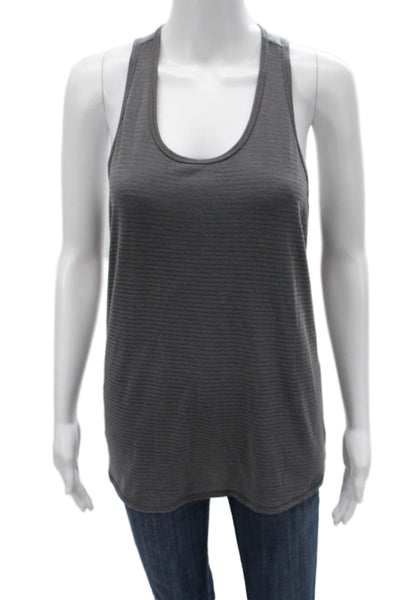 Athleta Womens Open Back Scoop Neck Striped Tank Top Gray Size Medium