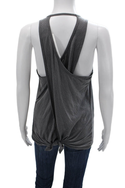Athleta Womens Open Back Scoop Neck Striped Tank Top Gray Size Medium