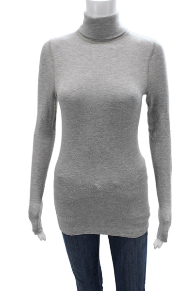 Three Dots Unisex Gray Mock Neck Pullover Long Sleeve 96% Tencel Size XS
