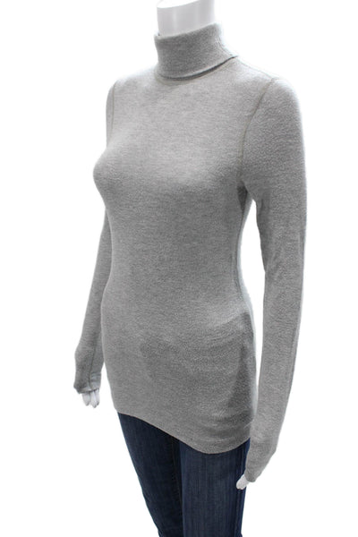 Three Dots Unisex Gray Mock Neck Pullover Long Sleeve 96% Tencel Size XS