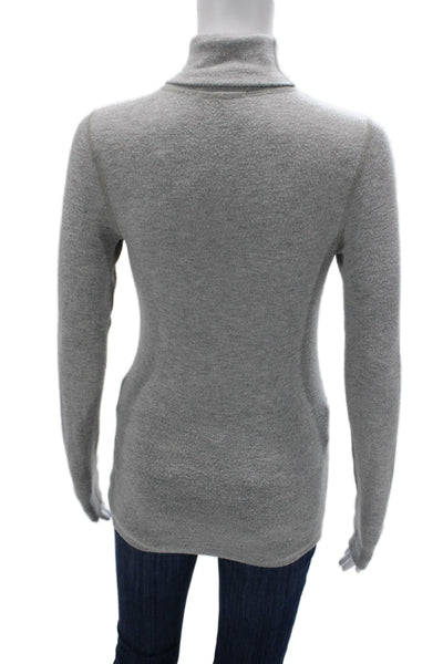 Three Dots Unisex Gray Mock Neck Pullover Long Sleeve 96% Tencel Size XS