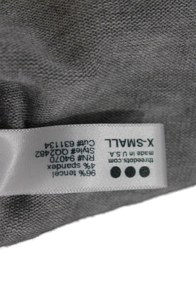 Three Dots Unisex Gray Mock Neck Pullover Long Sleeve 96% Tencel Size XS