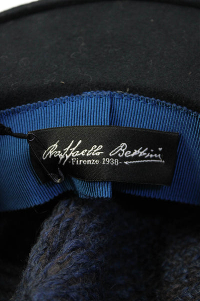 Raffaello Bettini Mens Alpaca Wool Blend Fedora Hat Dark Navy Size 57