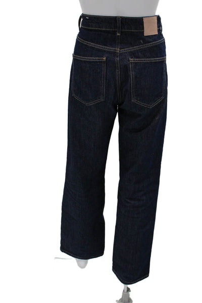 Zara Unisex Straight Dark Blue High Rise Cotton Jeans Size 4