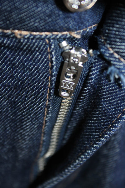 Zara Unisex Straight Dark Blue High Rise Cotton Jeans Size 4