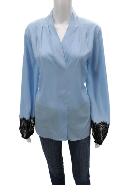 Kobi Women Kimono Blouse Light Blue Long Sleeve Solid Polyester Size L
