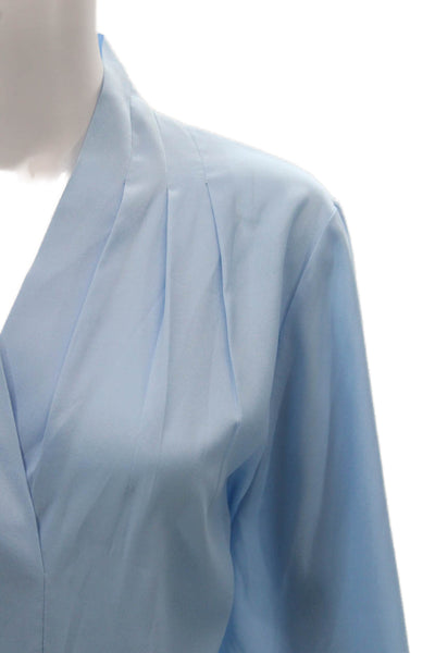 Kobi Women Kimono Blouse Light Blue Long Sleeve Solid Polyester Size L