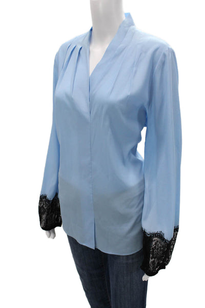 Kobi Women Kimono Blouse Light Blue Long Sleeve Solid Polyester Size L