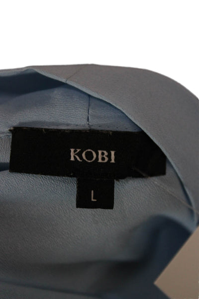 Kobi Women Kimono Blouse Light Blue Long Sleeve Solid Polyester Size L
