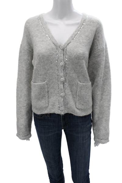 AK Anna Kay Unisex Cardigan Gray V-Neck Button Long Sleeve 100% Viscose Size M
