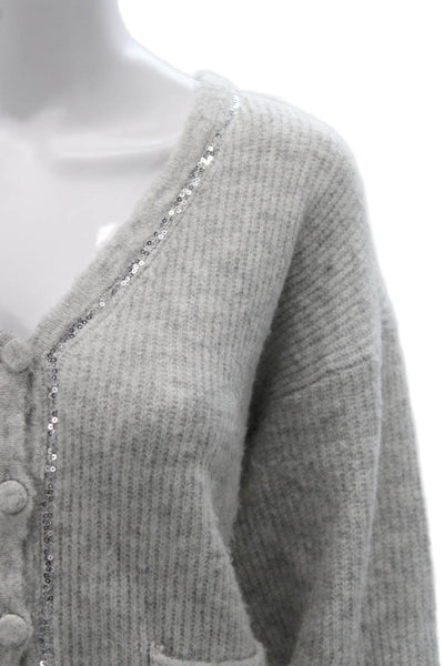 AK Anna Kay Unisex Cardigan Gray V-Neck Button Long Sleeve 100% Viscose Size M