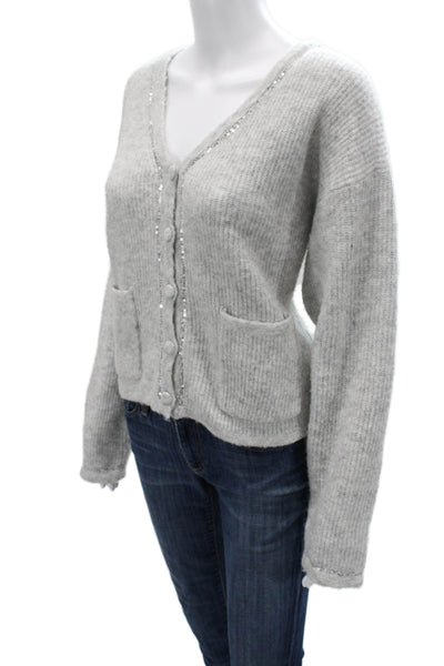 AK Anna Kay Unisex Cardigan Gray V-Neck Button Long Sleeve 100% Viscose Size M