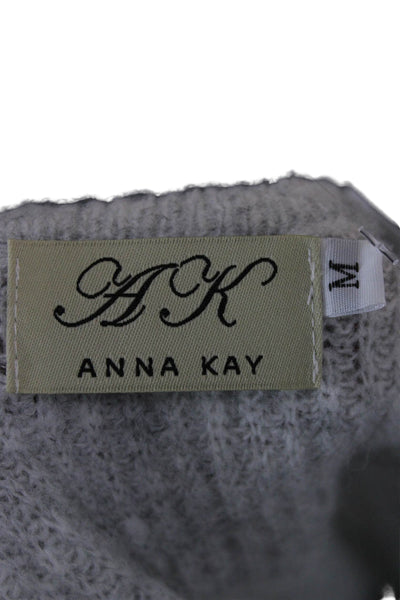 AK Anna Kay Unisex Cardigan Gray V-Neck Button Long Sleeve 100% Viscose Size M