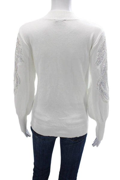AK Anna Kay Unisex White Pullover Sweater Mock Neck Long Sleeve Size M