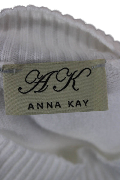 AK Anna Kay Unisex White Pullover Sweater Mock Neck Long Sleeve Size M
