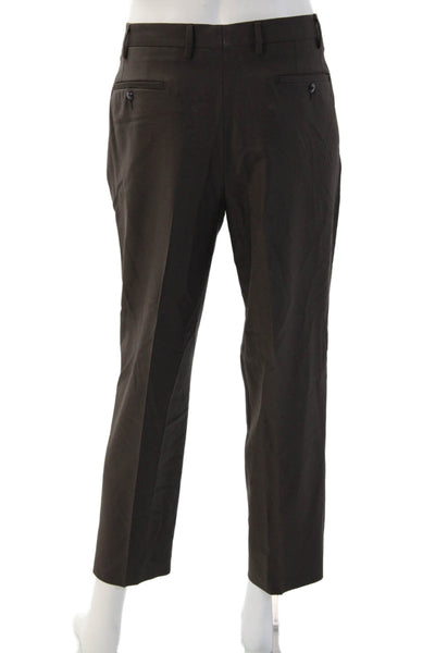 Vigano Mens Cropped Dress Pants Brown 100% Wool Button Size 38