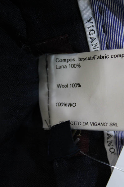 Vigano Mens Cropped Dress Pants Brown 100% Wool Button Size 38