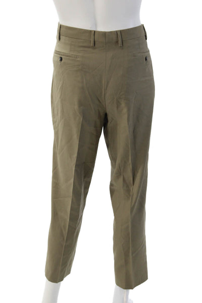 Vigano Mens Ankle Cropped Dress Pants Brown Wool Button Size 38