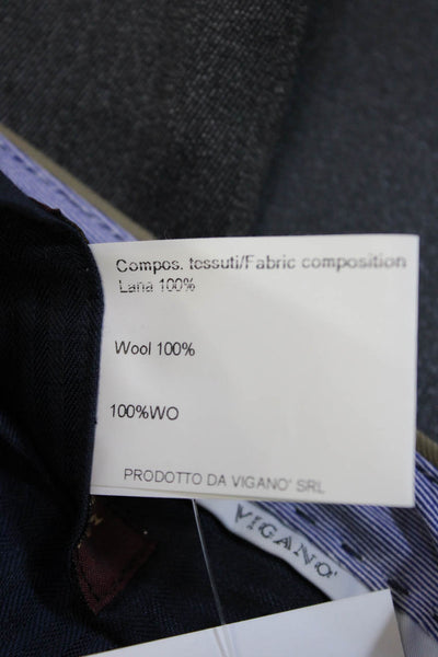 Vigano Mens Ankle Cropped Dress Pants Brown Wool Button Size 38