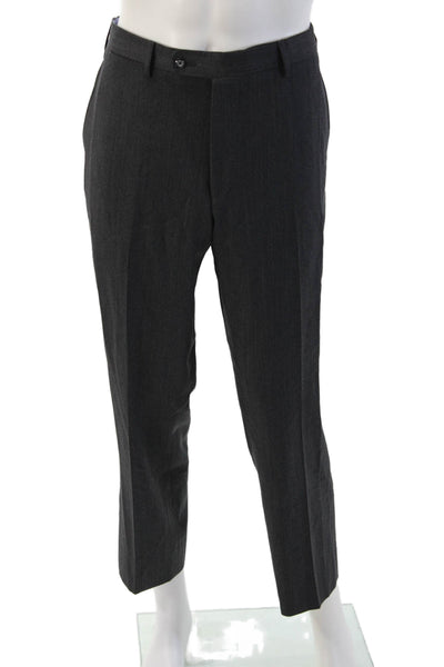 Vigano Mens Cropped Dress Pants Dark Gray Wool Size 38