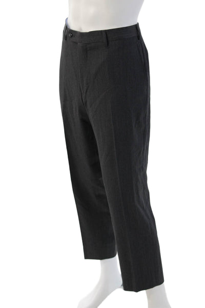 Vigano Mens Cropped Dress Pants Dark Gray Wool Size 38