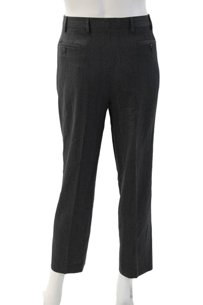 Vigano Mens Cropped Dress Pants Dark Gray Wool Size 38