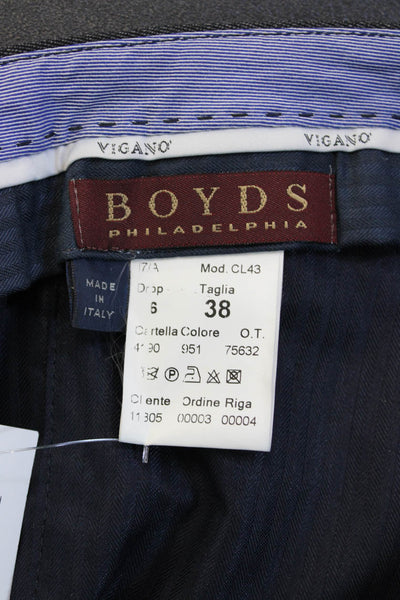 Vigano Mens Cropped Dress Pants Dark Gray Wool Size 38