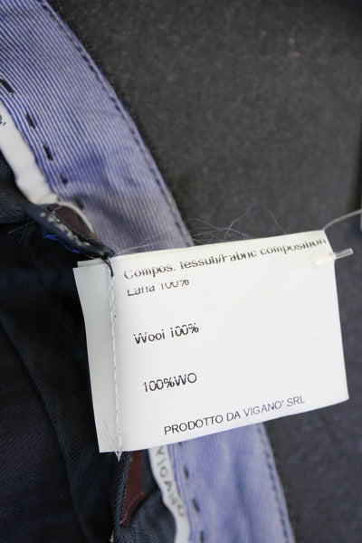 Vigano Mens Cropped Dress Pants Dark Gray Wool Size 38
