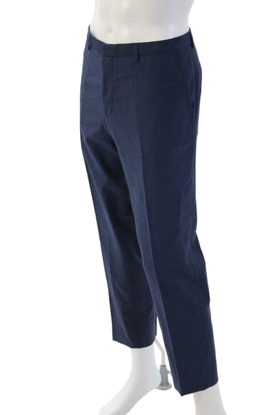 Hugo Hugo Boss Mens Dark Blue Cropped Dress Pants Virgin Wool Size 36