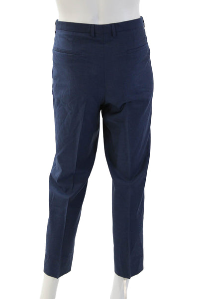 Hugo Hugo Boss Mens Dark Blue Cropped Dress Pants Virgin Wool Size 36