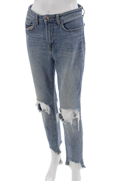 L'Agence Womens Boyfriend Cropped Jeans Light Blue High Rise Size 27