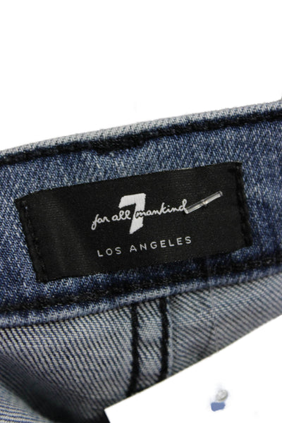 7 For All Mankind Women Boyfriend Cropped Blue High Rise Jeans Size 29