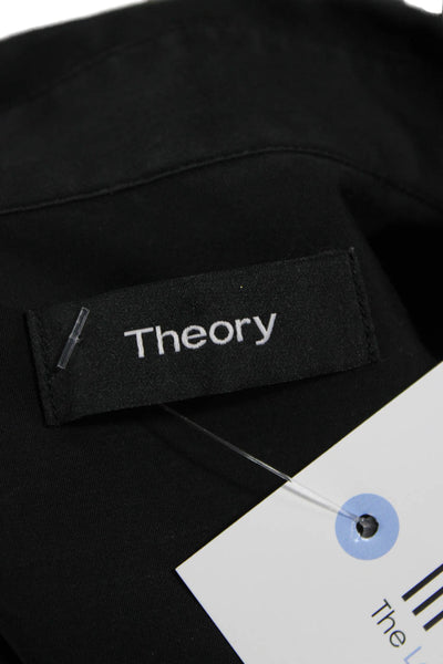Theory Mens Short Sleeve Point Collar Button Up Black Top Size L