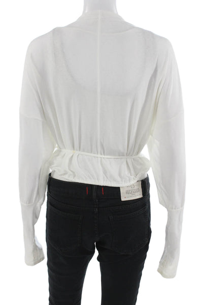 FP Movement Womens White V Neck Boho 3/4 Sleeve Blouse Size M