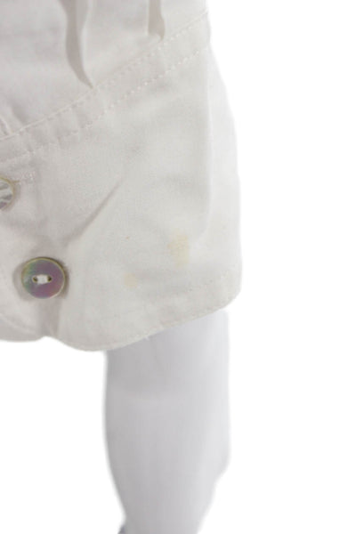 L Agence Women Basic White Modal Collared Button-Up Blouse 3/4 Sleeve Size S