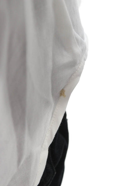 L Agence Women Basic White Modal Collared Button-Up Blouse 3/4 Sleeve Size S