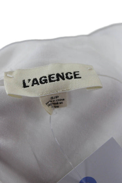L Agence Women Basic White Modal Collared Button-Up Blouse 3/4 Sleeve Size S