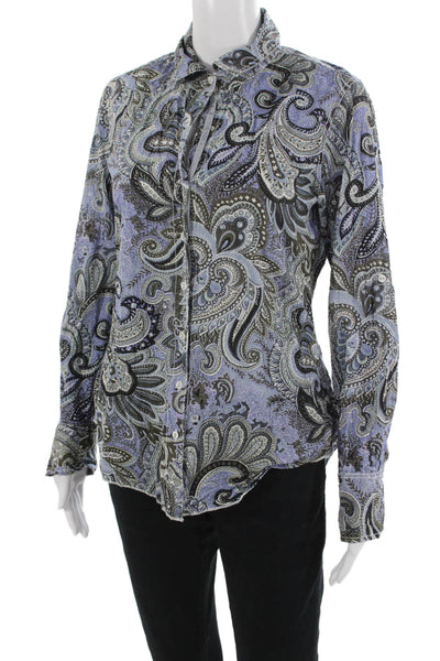 L Agence Women Basic White Modal Collared Button-Up Blouse 3/4 Sleeve Size S