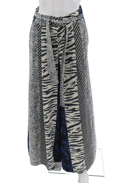 Banana Republic Women Maxi Wrap Pants Black Floral Animal Print Size 6