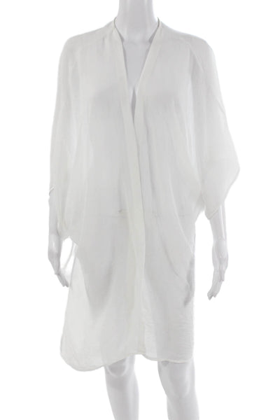 RaMona LaRue Womens White Polyester V Neck Solid Cover Up Size One Size