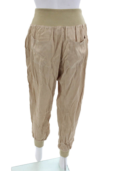Bobi Black Womens Harem Jogger Pants Beige Bohemian Rayon Viscose Size M
