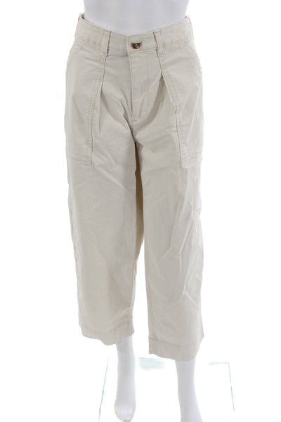 Banana Republic Unisex Cropped Chino Pants Beige 98% Cotton Size 8