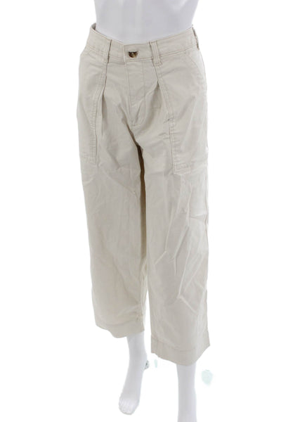 Banana Republic Unisex Cropped Chino Pants Beige 98% Cotton Size 8