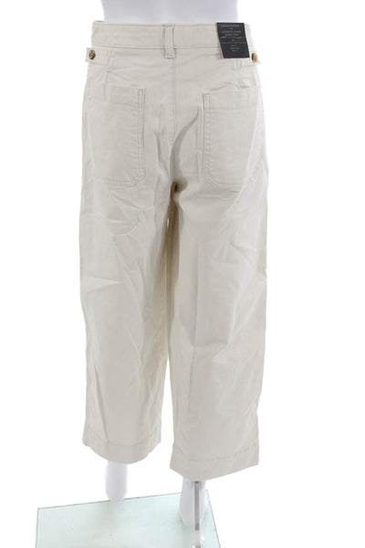 Banana Republic Unisex Cropped Chino Pants Beige 98% Cotton Size 8
