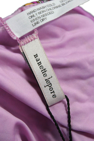 Nanette Lepore Women Swim Bottoms Pink Geometric Nylon Size M