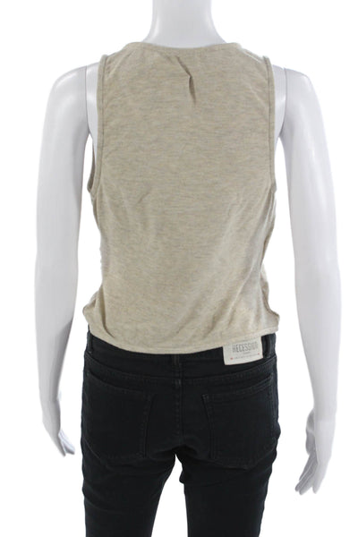 Lovers + Friends Womens Cropped V-Neck Tank Beige Sleeveless Size M