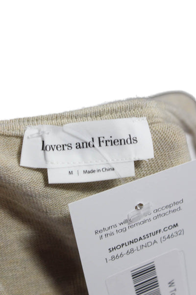 Lovers + Friends Womens Cropped V-Neck Tank Beige Sleeveless Size M