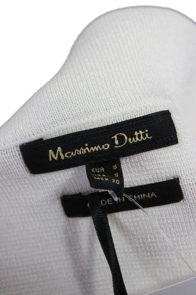Massimo Dutti Women Basic Tunic White 3/4 Sleeve Solid Viscose Blend Size S