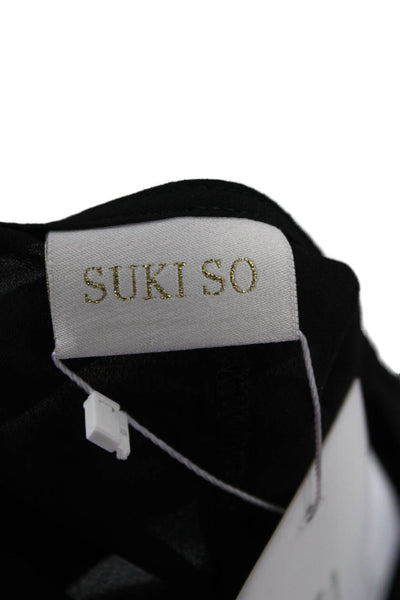 Suki So Women Cropped Kimono Top Black Short Sleeve Bohemian Size M