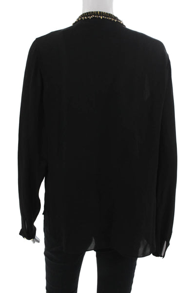 Elie Tahari Women Tunic Black Silk Long Sleeve Hook & Eye Petite Size S